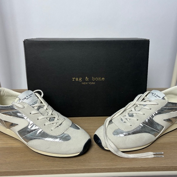 rag & bone Retro Runners – Silver & Suede Sneakers - Picture 1 of 6